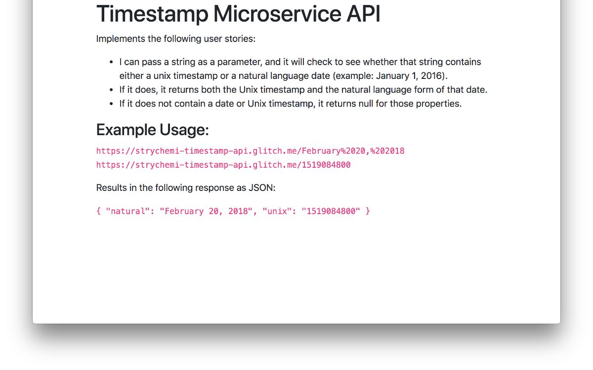 Timestamp Microservice API